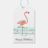 Flamingo Ocean Happy Birthday gift labels Cadeaulabel (Voorkant)