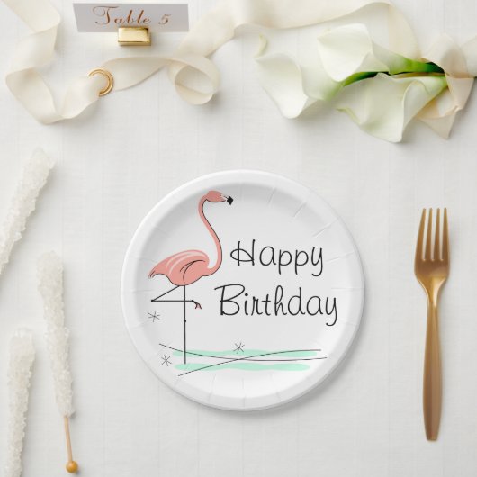 Flamingo Ocean Happy Birthday paper bord (Huwelijk)