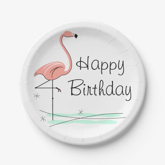 Flamingo Ocean Happy Birthday paper bord (Voorkant)