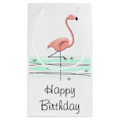 Flamingo Ocean Happy Birthday small Klein Cadeauzakje (Achterkant)