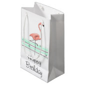Flamingo Ocean Happy Birthday small Klein Cadeauzakje (Voorkant Gekanteld)