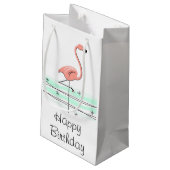 Flamingo Ocean Happy Birthday small Klein Cadeauzakje (Achterkant Gekanteld)