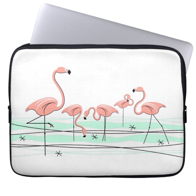 Flamingo Ocean Line-laptophoes Laptop Sleeve (Voorkant)