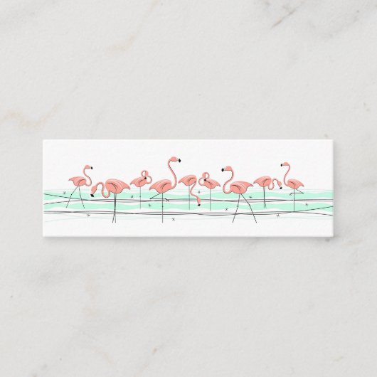 Flamingo Ocean Line side text skinny Mini Visitekaartje (Voorkant)