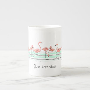 Flamingo Ocean Line Text bone china mok