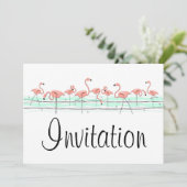 Flamingo Ocean Line-uitnodiging Kaart (Staand voorkant)