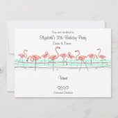 Flamingo Ocean Line-uitnodiging Kaart (Achterkant)