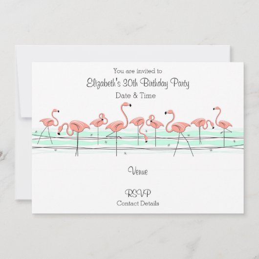 Flamingo Ocean Line-uitnodiging Kaart (Achterkant)