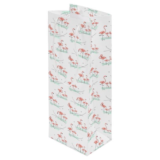 Flamingo Ocean Multi gift fles Wijn Cadeautas (Achterkant Gekanteld)