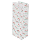 Flamingo Ocean Multi gift fles Wijn Cadeautas (Voorkant Gekanteld)