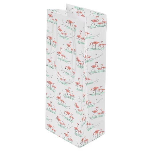 Flamingo Ocean Multi gift fles Wijn Cadeautas (Voorkant Gekanteld)
