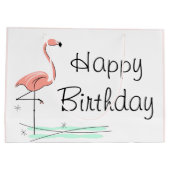 Flamingo Ocean Side Happy Birthday groot Large Cadeautasje (Achterkant)