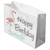 Flamingo Ocean Side Happy Birthday groot Large Cadeautasje (Achterkant Gekanteld)