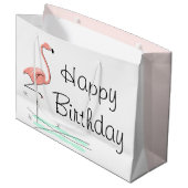 Flamingo Ocean Side Happy Birthday groot Large Cadeautasje (Voorkant Gekanteld)