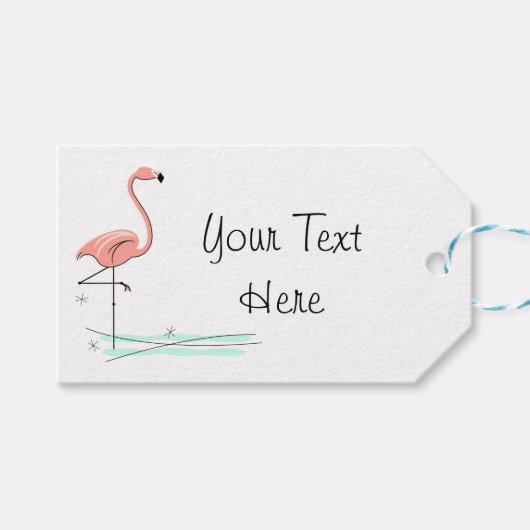 Flamingo Ocean Side Text gift labels Cadeaulabel (Voorkant (Horizontaal))