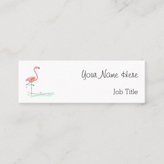 Flamingo Ocean side text skinny Mini Visitekaartje (Voorkant)