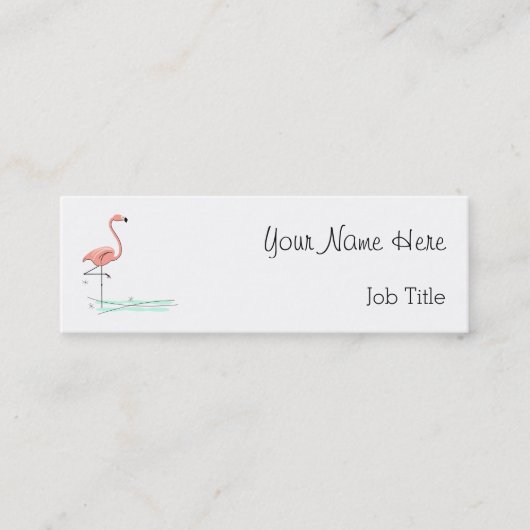 Flamingo Ocean side text skinny Mini Visitekaartje (Voorkant)
