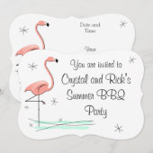 Flamingo Ocean Side "You are uitgenodigde" haakje Kaart (Voorkant / Achterkant)