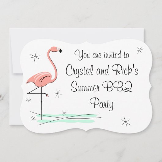 Flamingo Ocean Side "You are uitgenodigde" haakje Kaart (Voorkant)