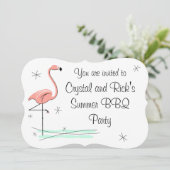 Flamingo Ocean Side "You are uitgenodigde" haakje Kaart (Staand voorkant)