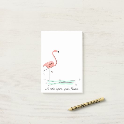 Flamingo Ocean "Text" vertical Post-it® Notes (Op bureau)