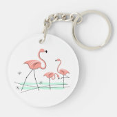 Flamingo Ocean Trio 2 acrylsleutelketen Sleutelhanger (Achterkant)
