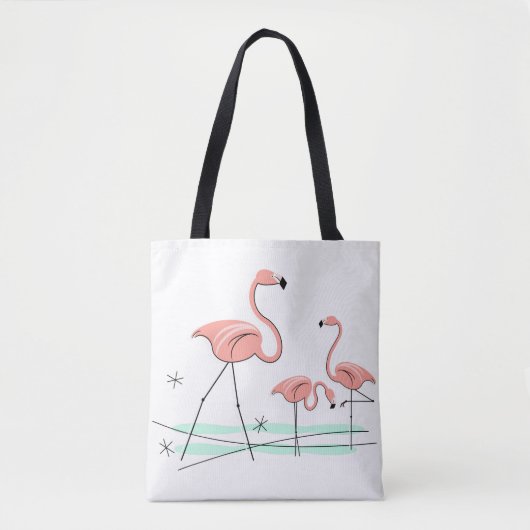 Flamingo Ocean Trio 2 coral check back Tote Bag (Voorkant)