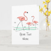 Flamingo Ocean Trio 2 front text greetcard Kaart (Gele Bloem)