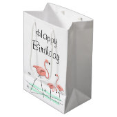Flamingo Ocean Trio 2 Happy Birthday small Medium Cadeauzakje (Voorkant Gekanteld)