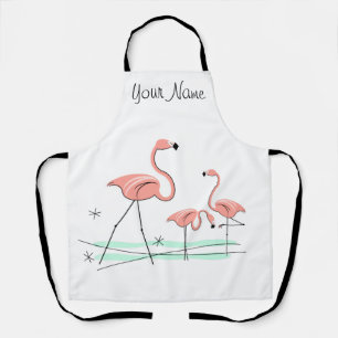 Flamingo Ocean Trio 2 Name apron Schort