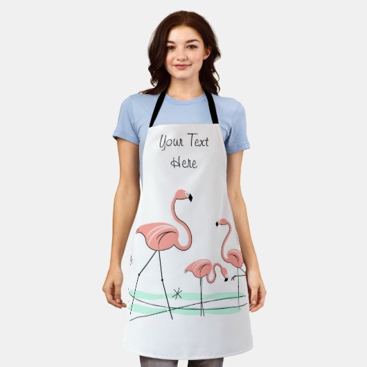 Flamingo Ocean Trio 2 Text apron Schort (Gedragen)