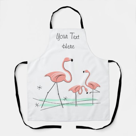 Flamingo Ocean Trio 2 Text apron Schort (Voorkant)