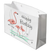 Flamingo Ocean Trio 4 Happy Birthday large Cadeautasje (Achterkant Gekanteld)