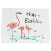 Flamingo Ocean Trio 4 Happy Birthday large Large Cadeautasje (Achterkant)
