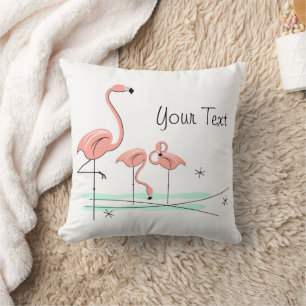 Flamingo Ocean Trio 4 'Text' aqua back square Kussen