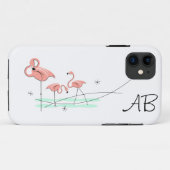 Flamingo Ocean Trio 'Monogram' iPhone case (Achterkant (horizontaal))