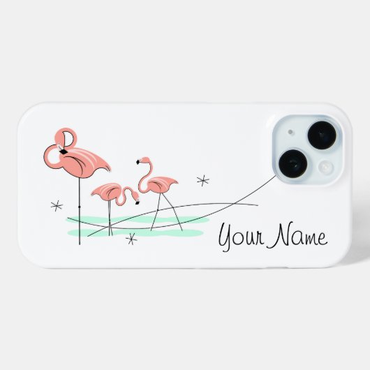 Flamingo Ocean Trio 'Naam' iPhone hoesje (Achterkant (horizontaal))