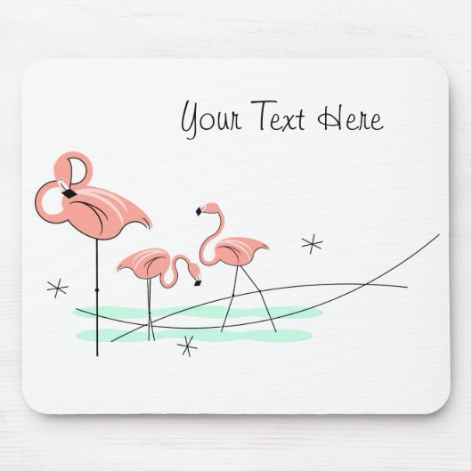Flamingo Ocean Trio "Text" mousepad Muismat (Voorkant)