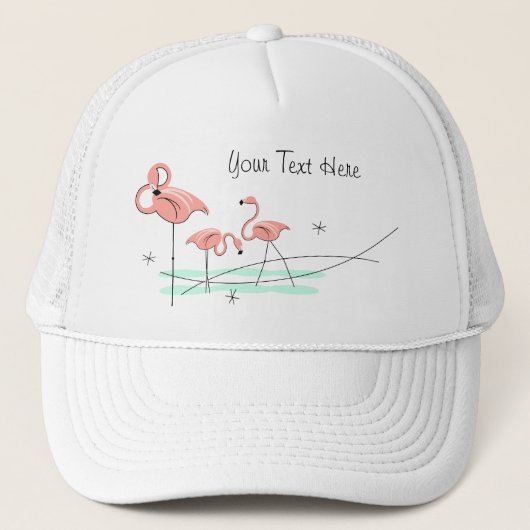 Flamingo Ocean Trio 'Text' trucker hat Pet (Voorkant)
