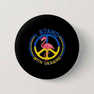 Flamingo Oekraine Ik sta met Oekraine Vlag Steun Ronde Button 5,7 Cm