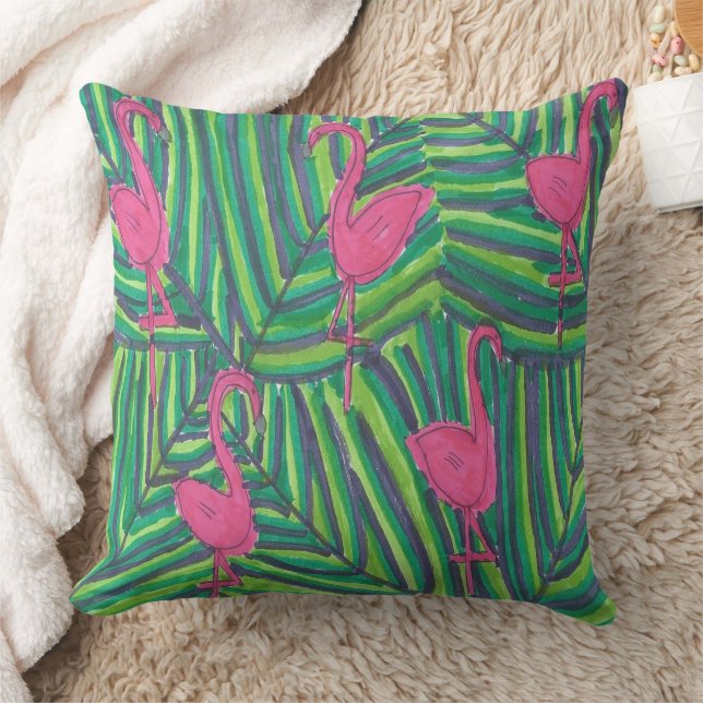 Flamingo Oerwoud Vibe Kussen (Deken)