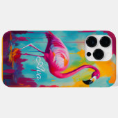 Flamingo olieverfschilderij kunstwerk gepersonalis Case-Mate iPhone case (Achterkant (horizontaal))