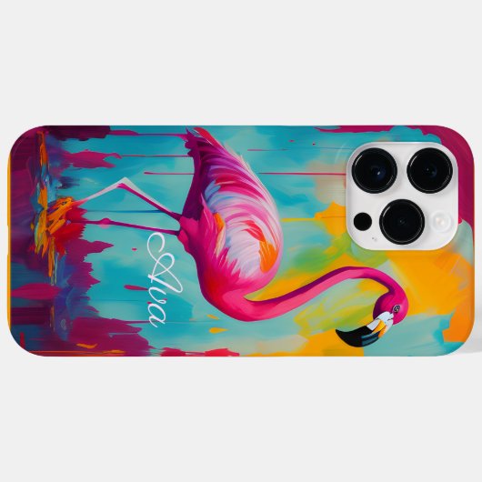 Flamingo olieverfschilderij kunstwerk gepersonalis Case-Mate iPhone case (Achterkant (horizontaal))