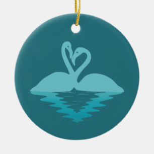 Flamingo omarmen keramisch ornament