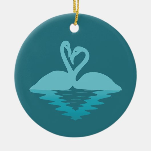 Flamingo omarmen keramisch ornament (Voorkant)