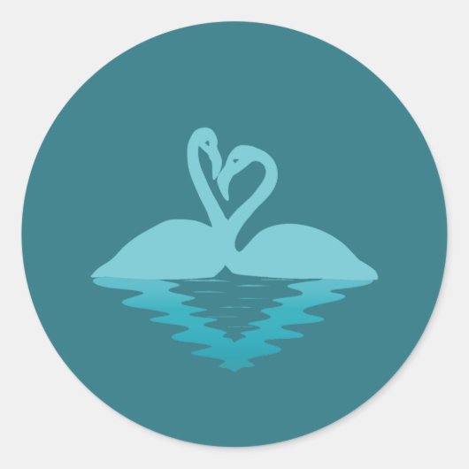 Flamingo omarmen ronde sticker (Voorkant)