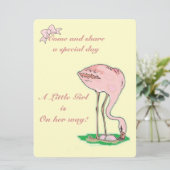 Flamingo on Yellow Baby Girl Kaart (Staand voorkant)
