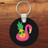 Flamingo ondersteboven de ananaswinger-Mannen Sleutelhanger (Voorkant)