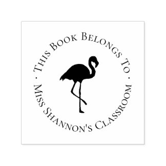 Flamingo Onderwijs Boekplaat Label Rubber Zelfinktende Stempel