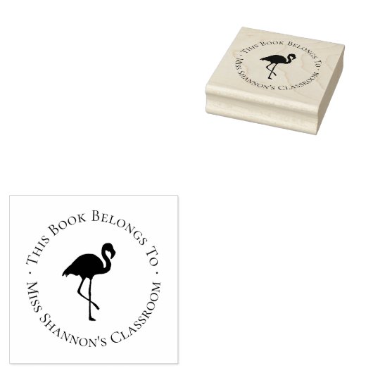Flamingo Onderwijs Boekplaat Label Rubberstempel (Gestempeld)